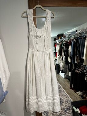 All Saints White Maxi Dress with Smocked Bodice